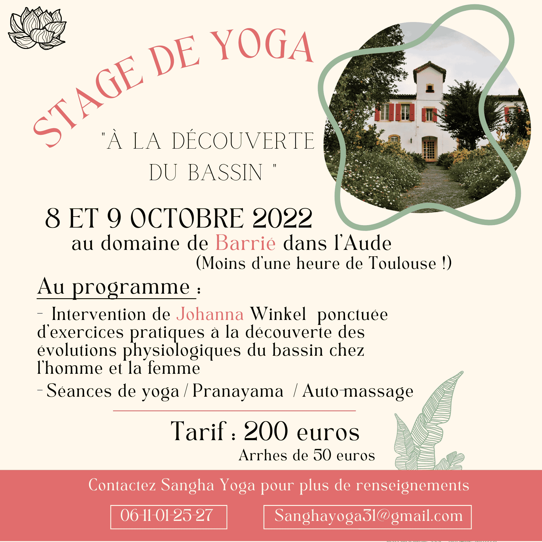 SANGHA YOGA 31 . Cours de yoga à Toulouse 31400 
Stages de yoga à Toulouse 